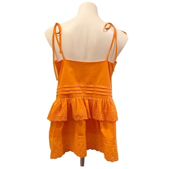 ANTHROPOLOGIE X MARE MARE Josephine Ruffle Eyelet Lace Trim Top Orange Size S - Picture 7 of 11